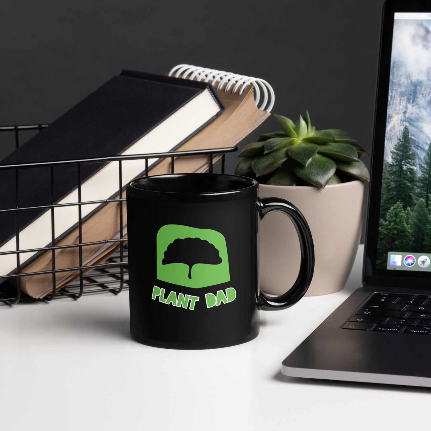 Plant Dad Black Glossy Mug