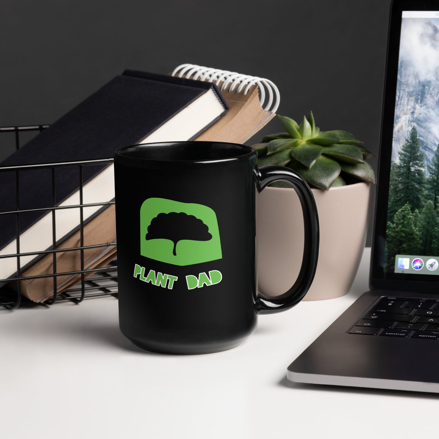 Plant Dad Black Glossy Mug