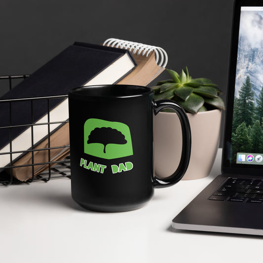 Plant Dad Black Glossy Mug