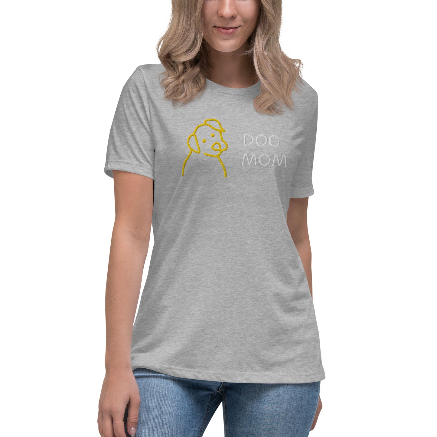 Embroidered Dog Mom Women's Relaxed T-Shirt
