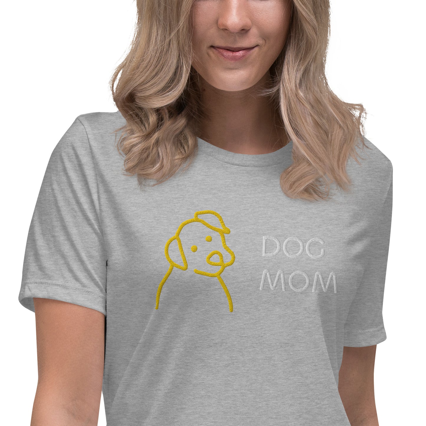 Embroidered Dog Mom Women's Relaxed T-Shirt