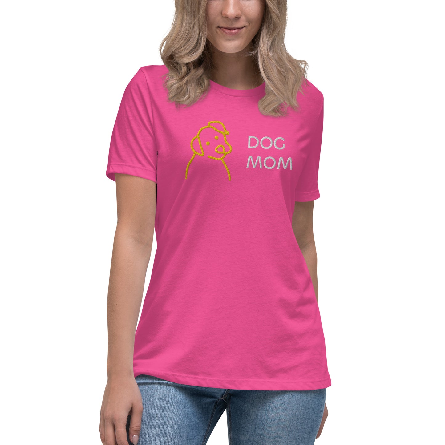 Embroidered Dog Mom Women's Relaxed T-Shirt