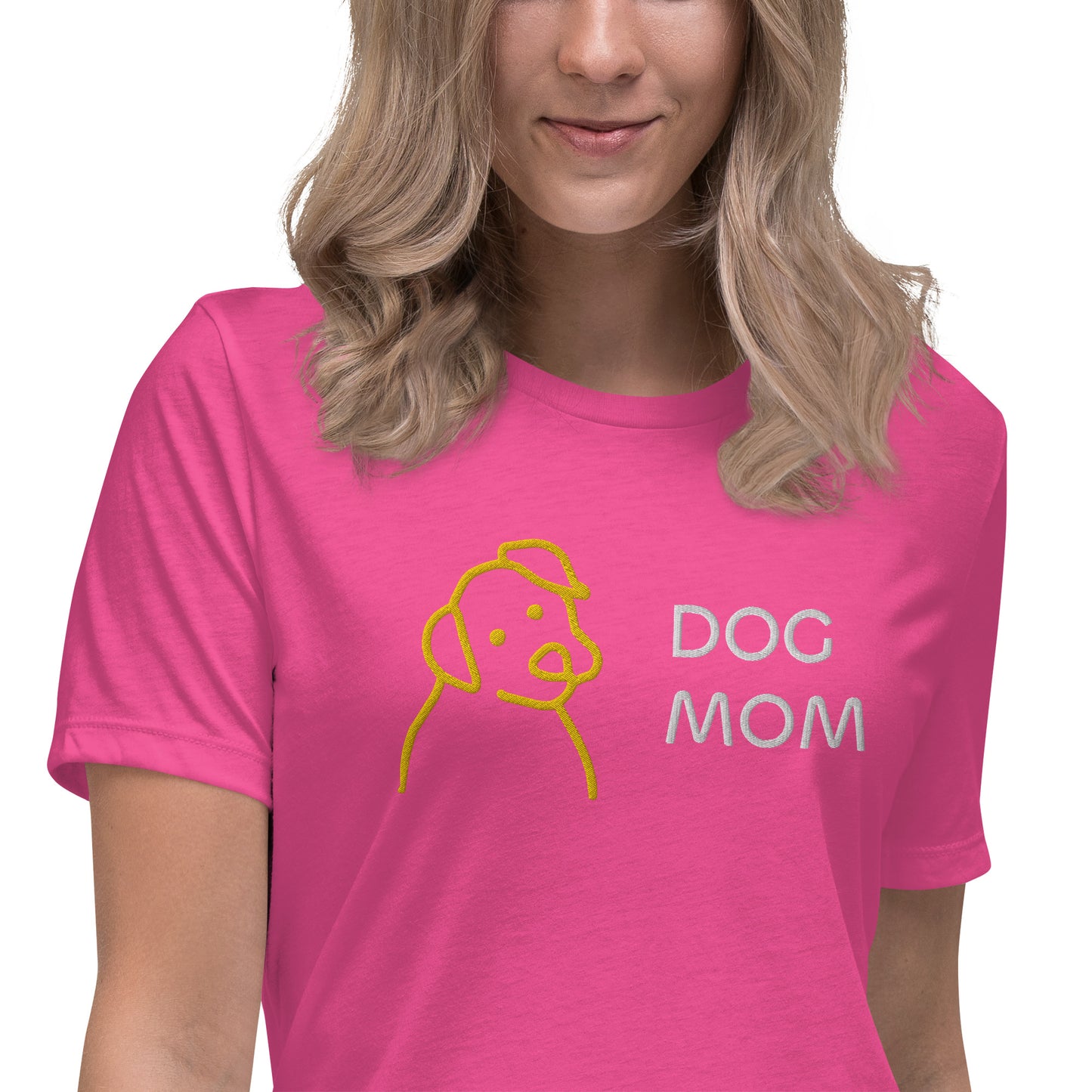 Embroidered Dog Mom Women's Relaxed T-Shirt