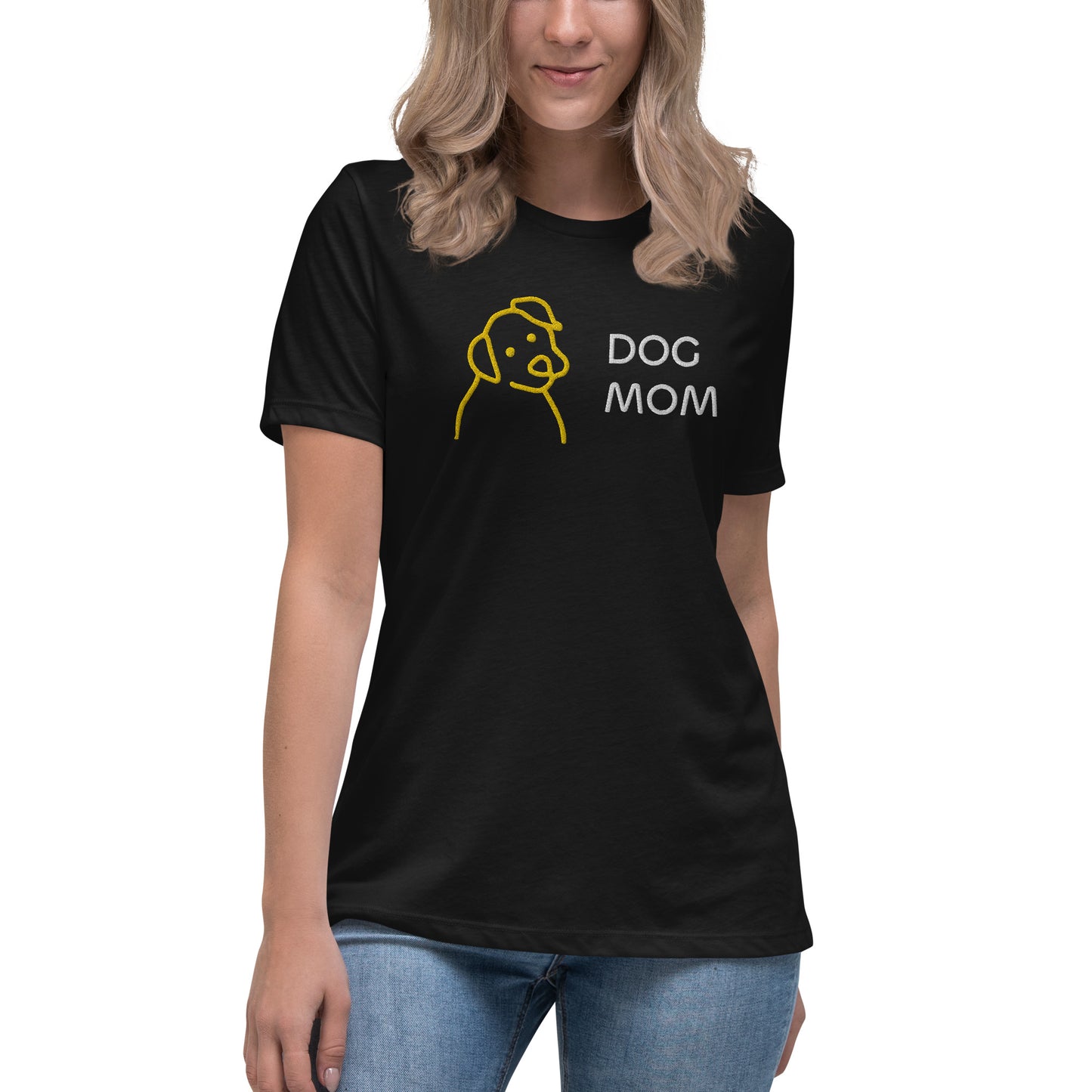 Embroidered Dog Mom Women's Relaxed T-Shirt