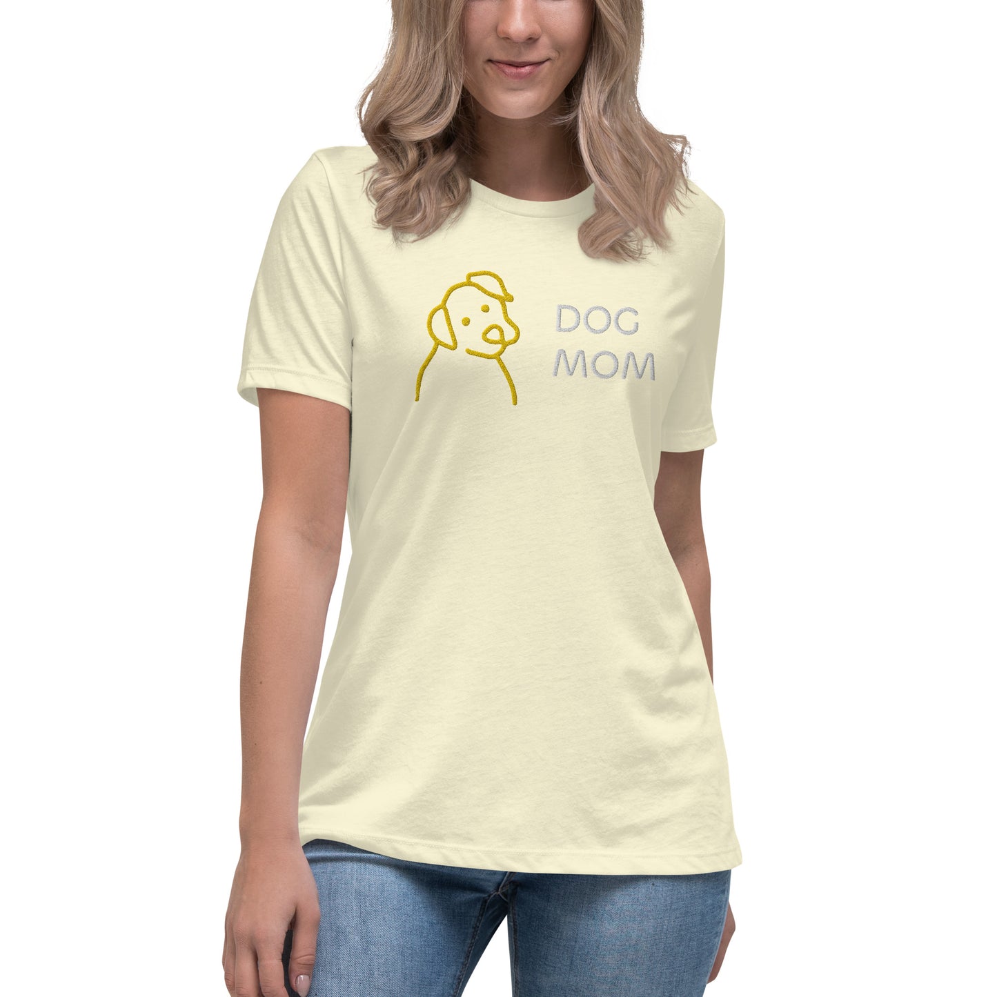 Embroidered Dog Mom Women's Relaxed T-Shirt