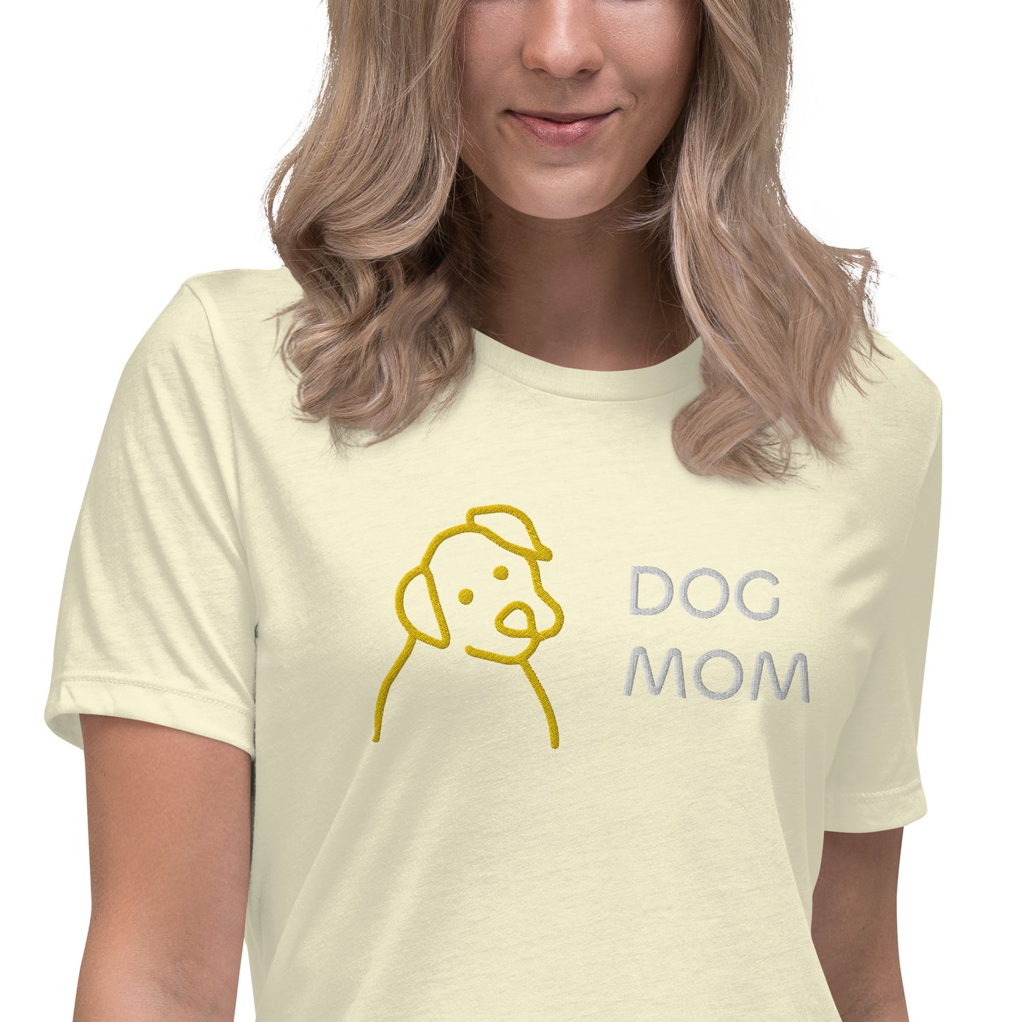 Embroidered Dog Mom Women's Relaxed T-Shirt