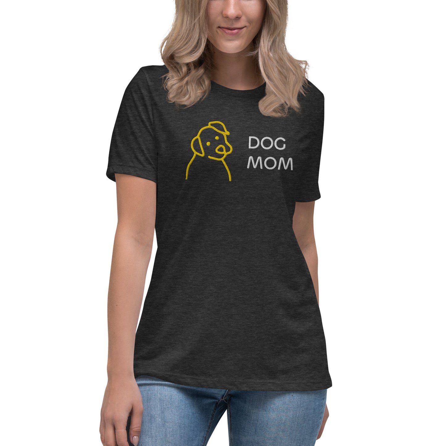 Embroidered Dog Mom Women's Relaxed T-Shirt