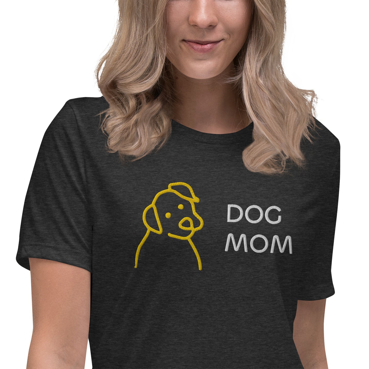 Embroidered Dog Mom Women's Relaxed T-Shirt
