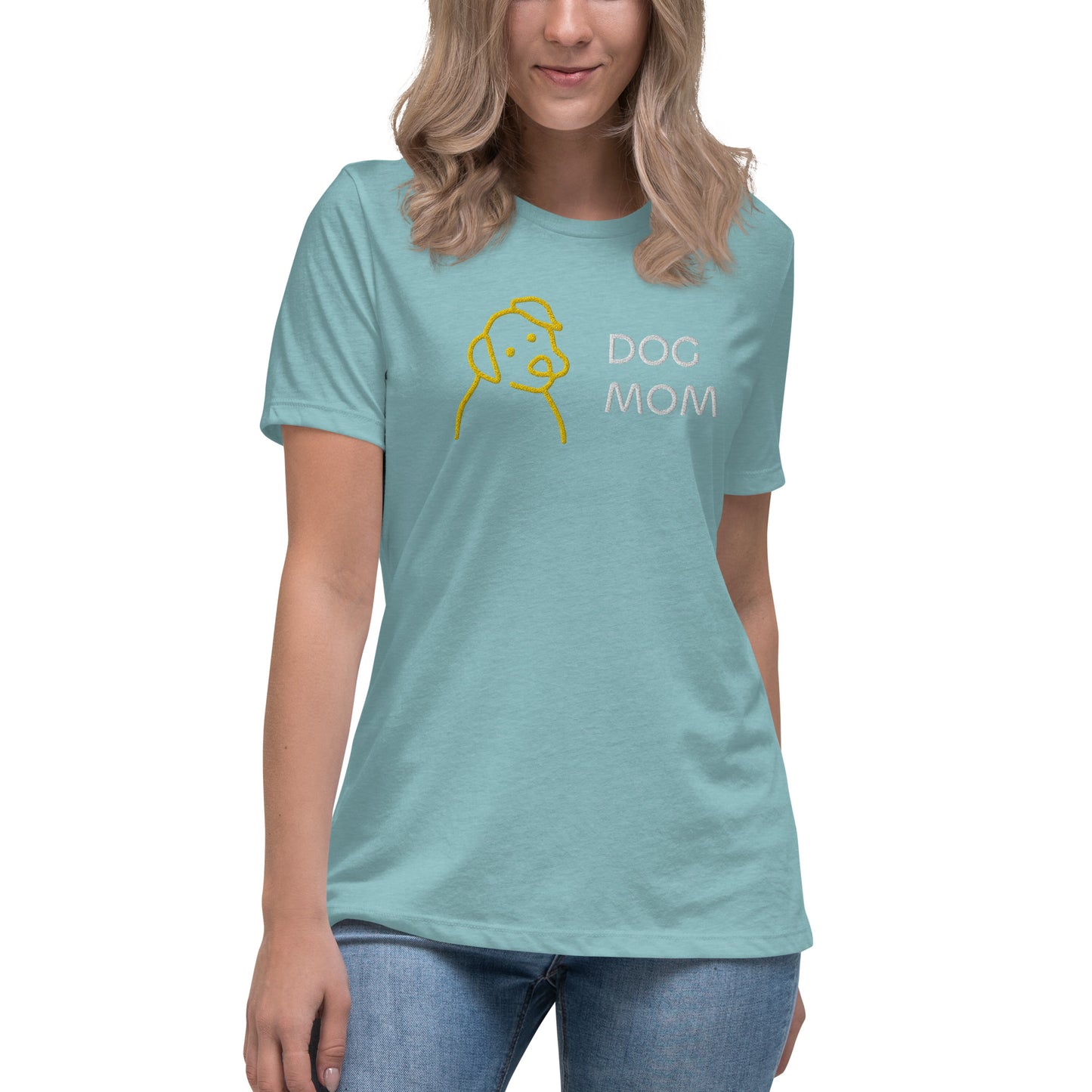 Embroidered Dog Mom Women's Relaxed T-Shirt