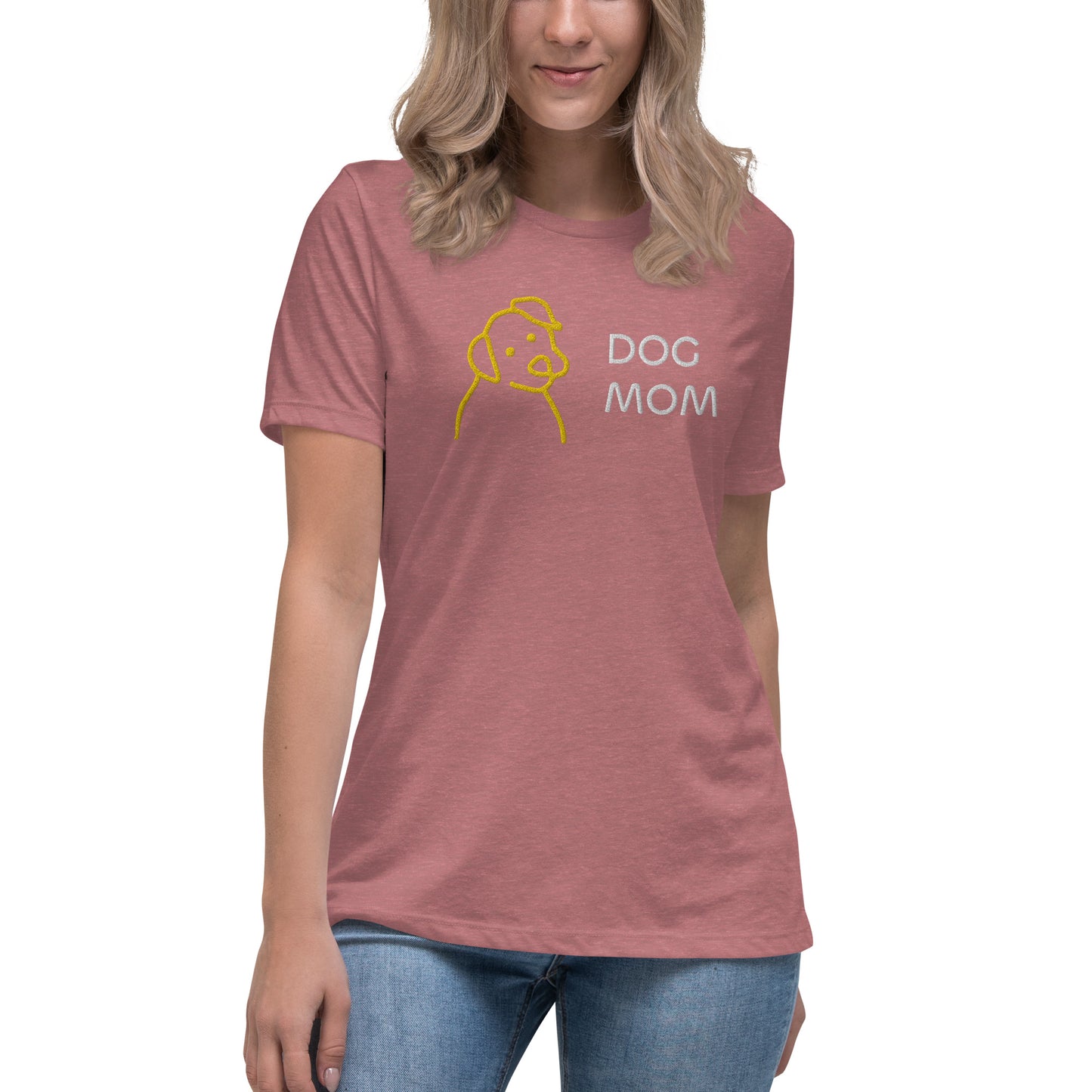 Embroidered Dog Mom Women's Relaxed T-Shirt