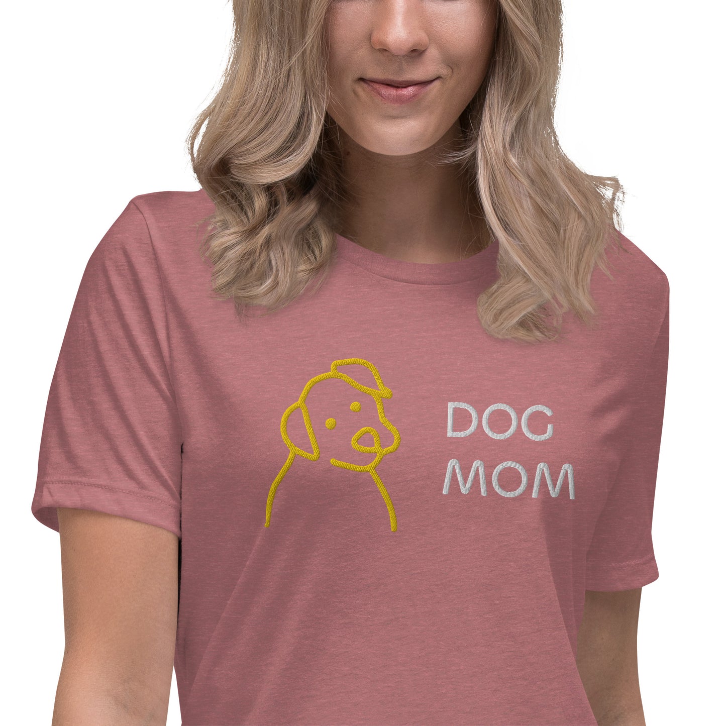 Embroidered Dog Mom Women's Relaxed T-Shirt