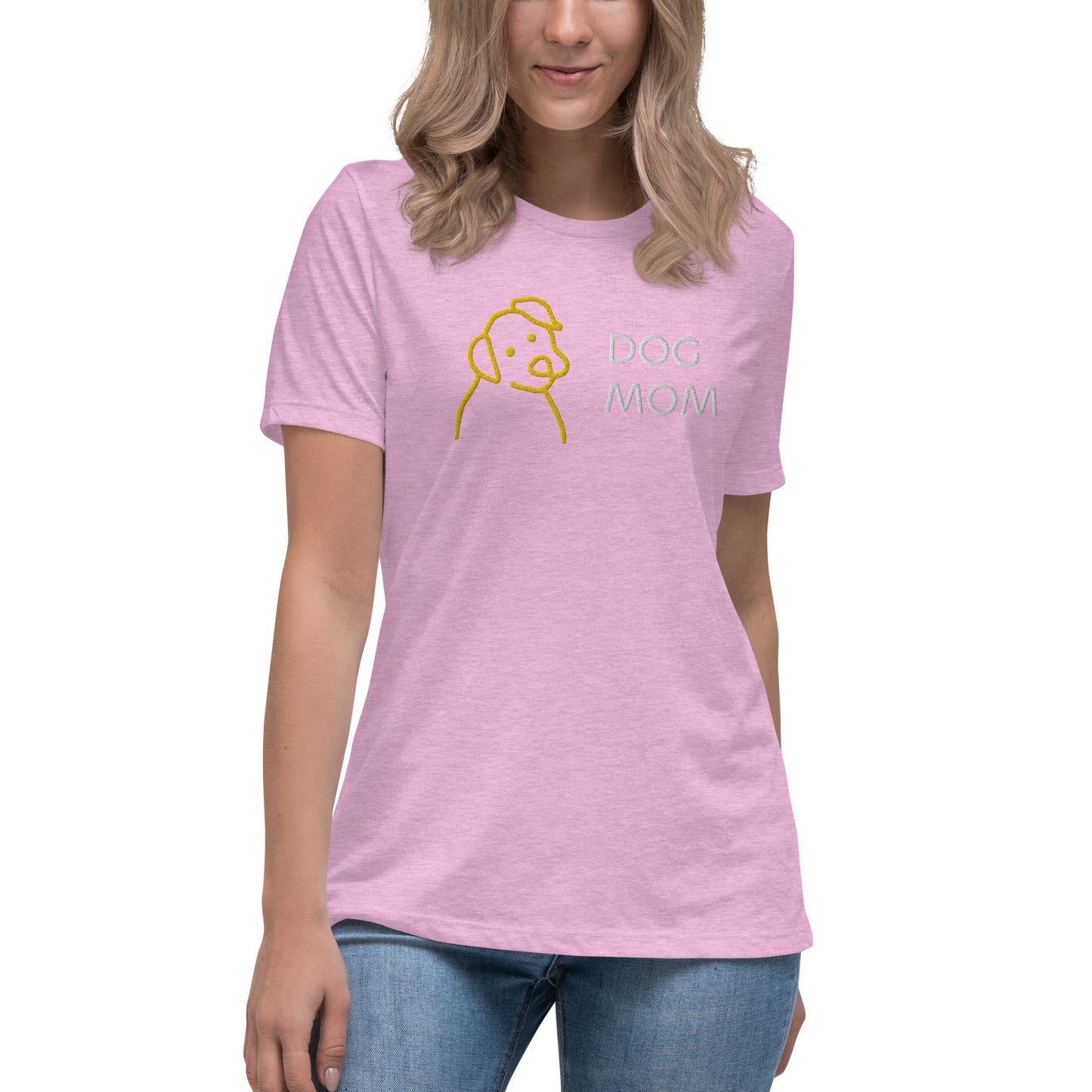 Embroidered Dog Mom Women's Relaxed T-Shirt