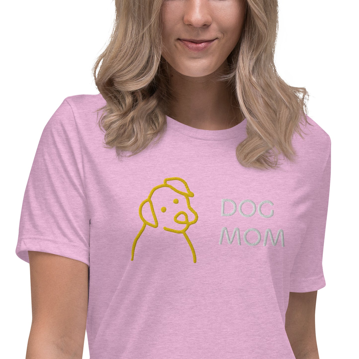 Embroidered Dog Mom Women's Relaxed T-Shirt
