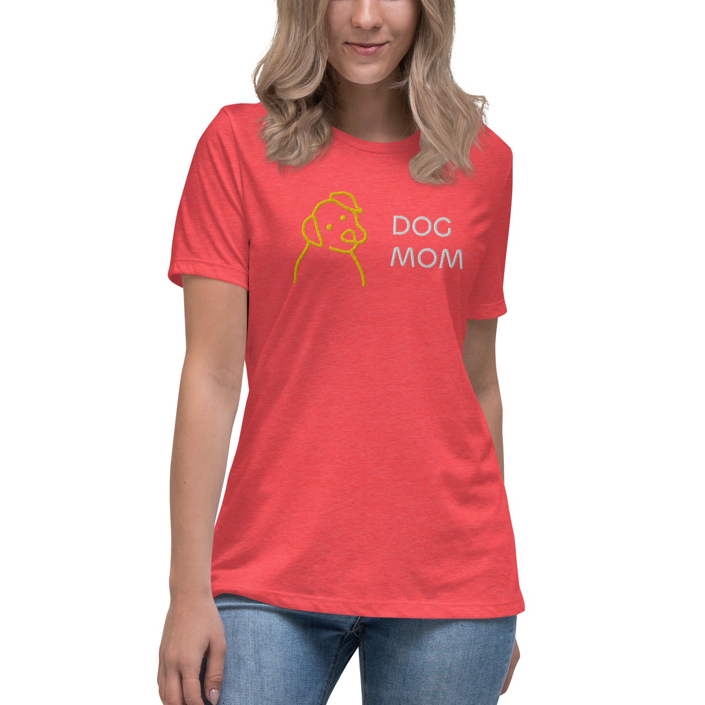 Embroidered Dog Mom Women's Relaxed T-Shirt
