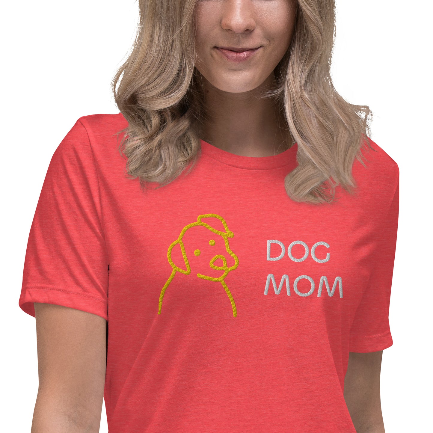 Embroidered Dog Mom Women's Relaxed T-Shirt