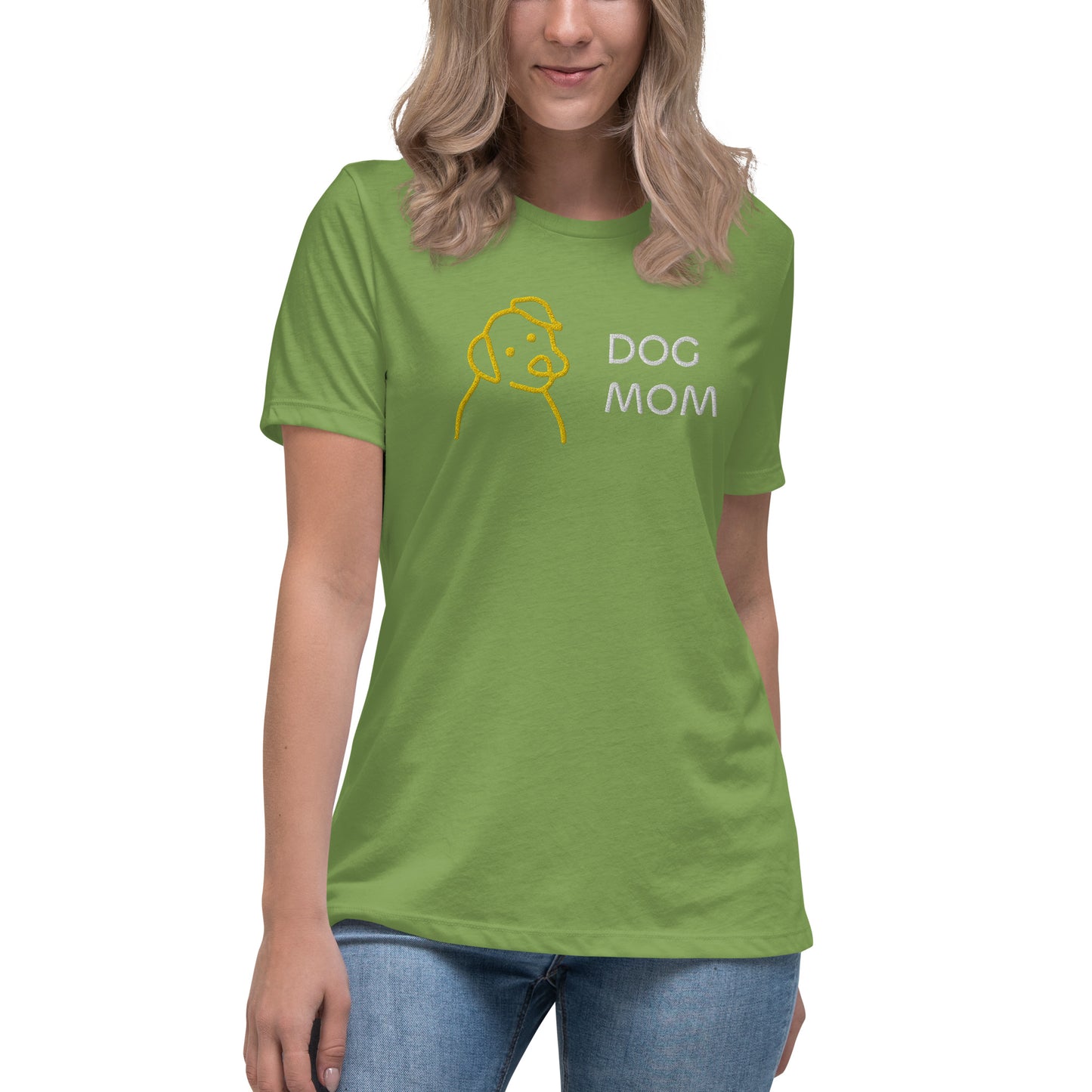 Embroidered Dog Mom Women's Relaxed T-Shirt