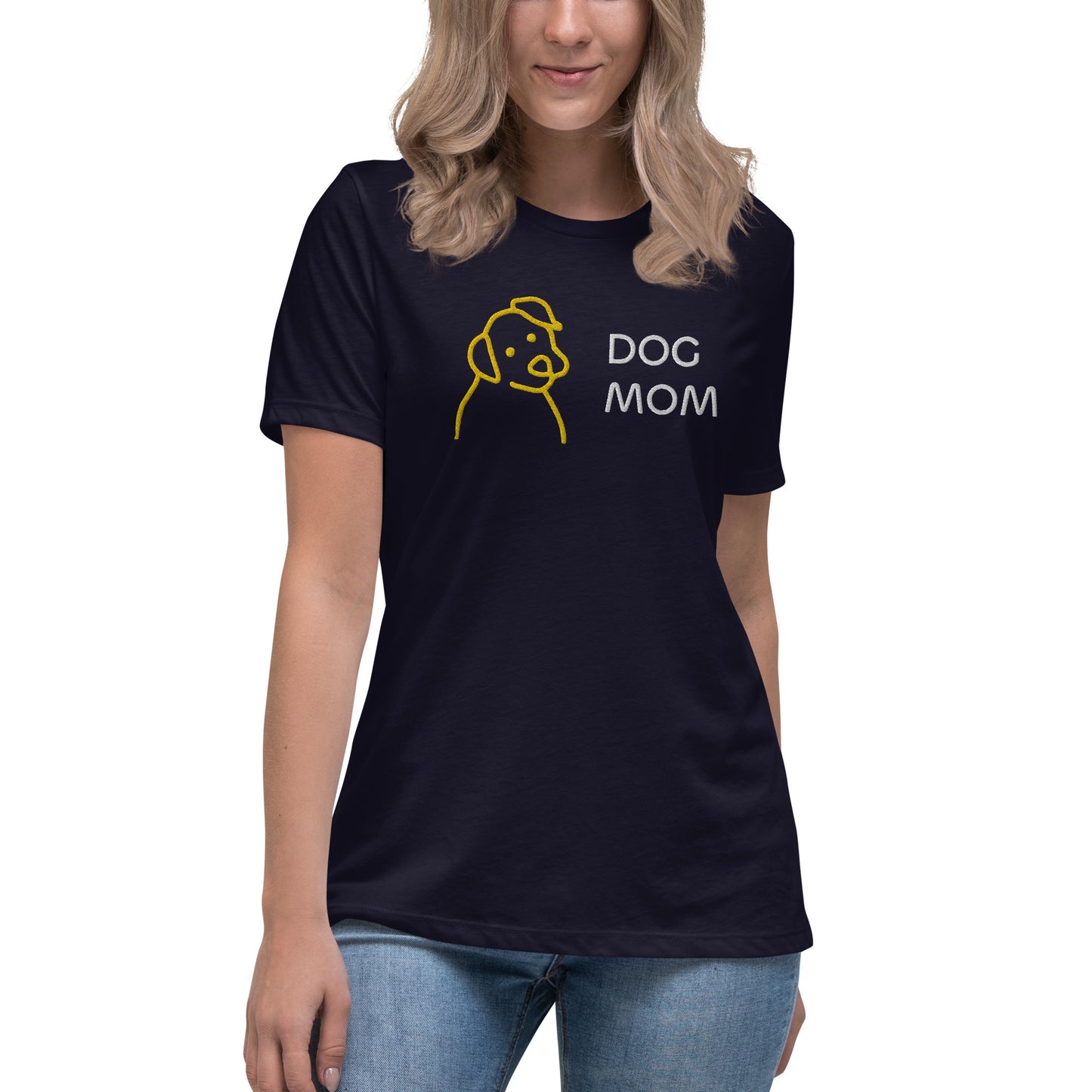 Embroidered Dog Mom Women's Relaxed T-Shirt