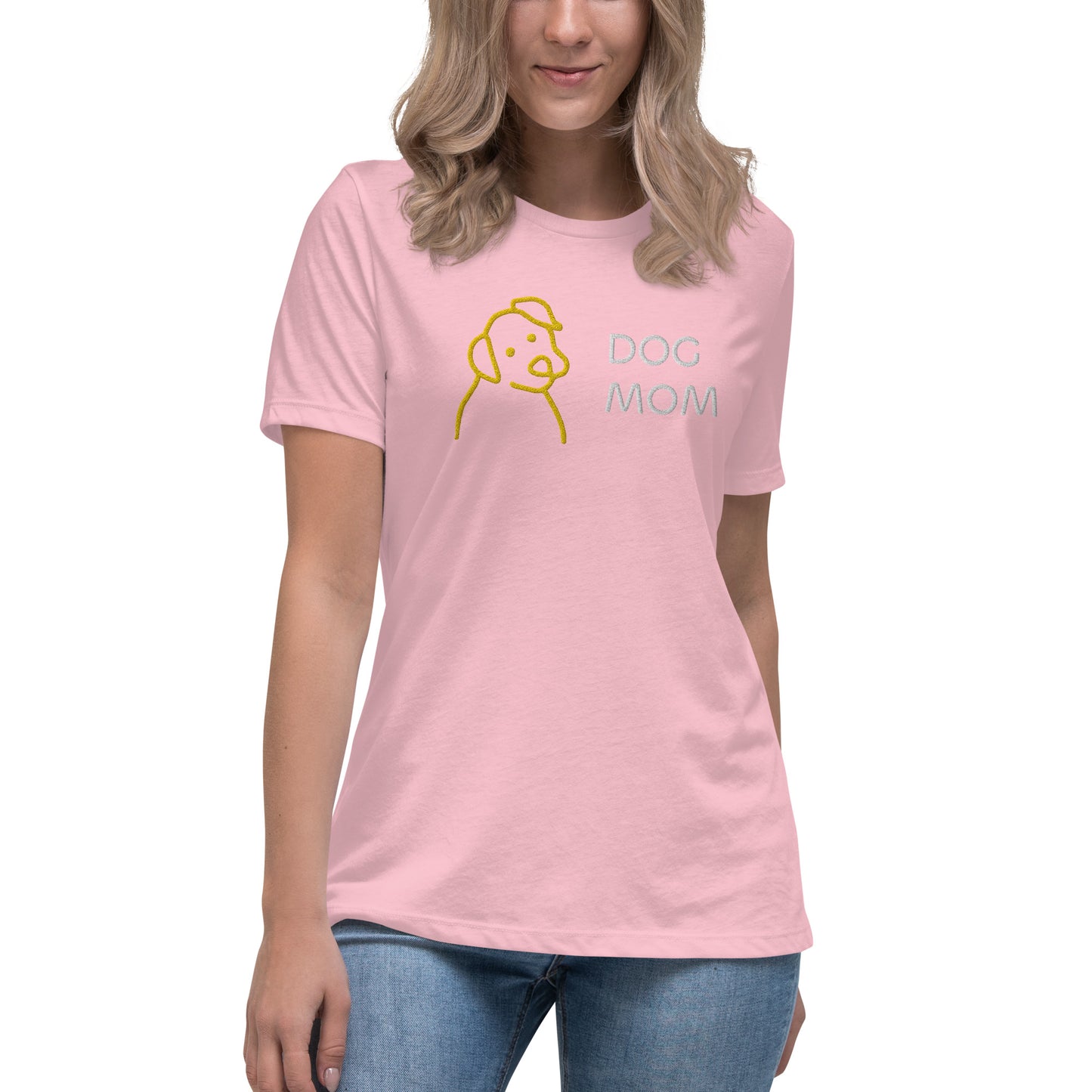 Embroidered Dog Mom Women's Relaxed T-Shirt