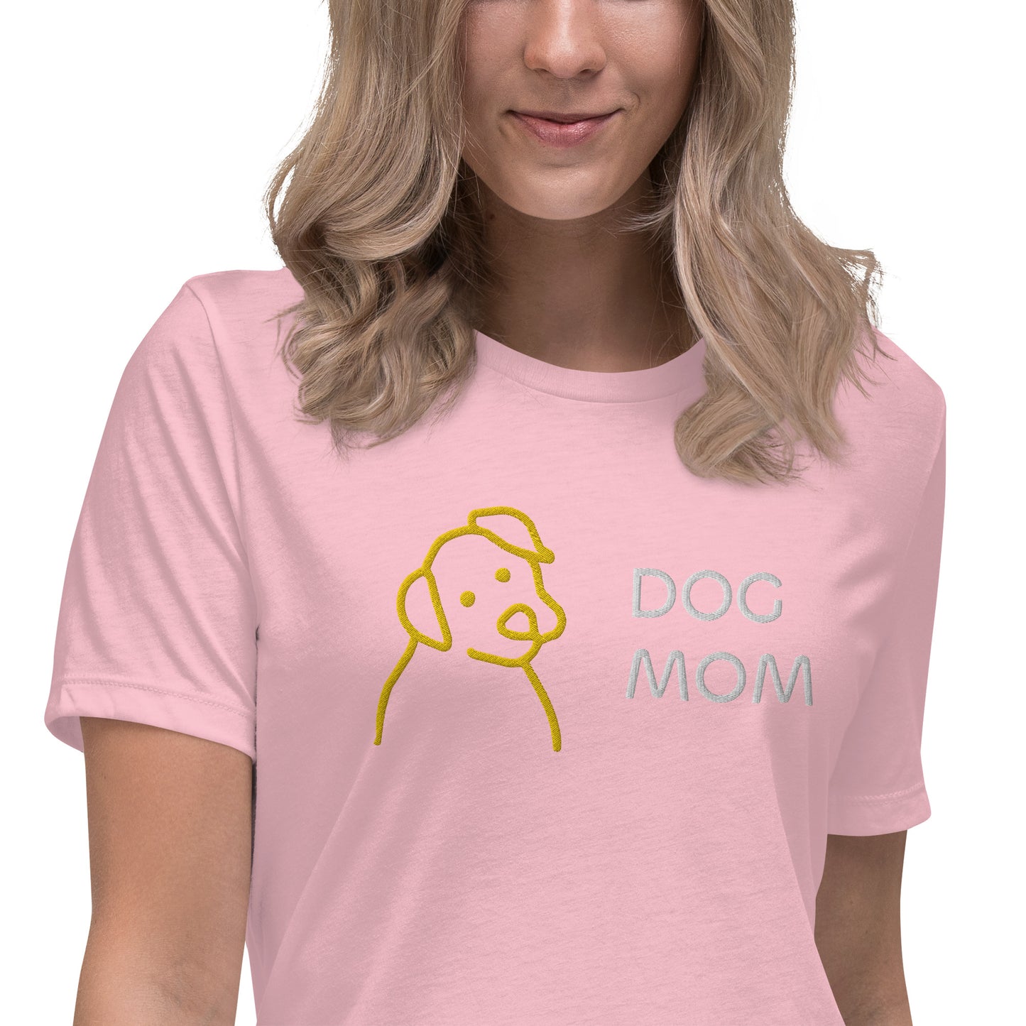 Embroidered Dog Mom Women's Relaxed T-Shirt