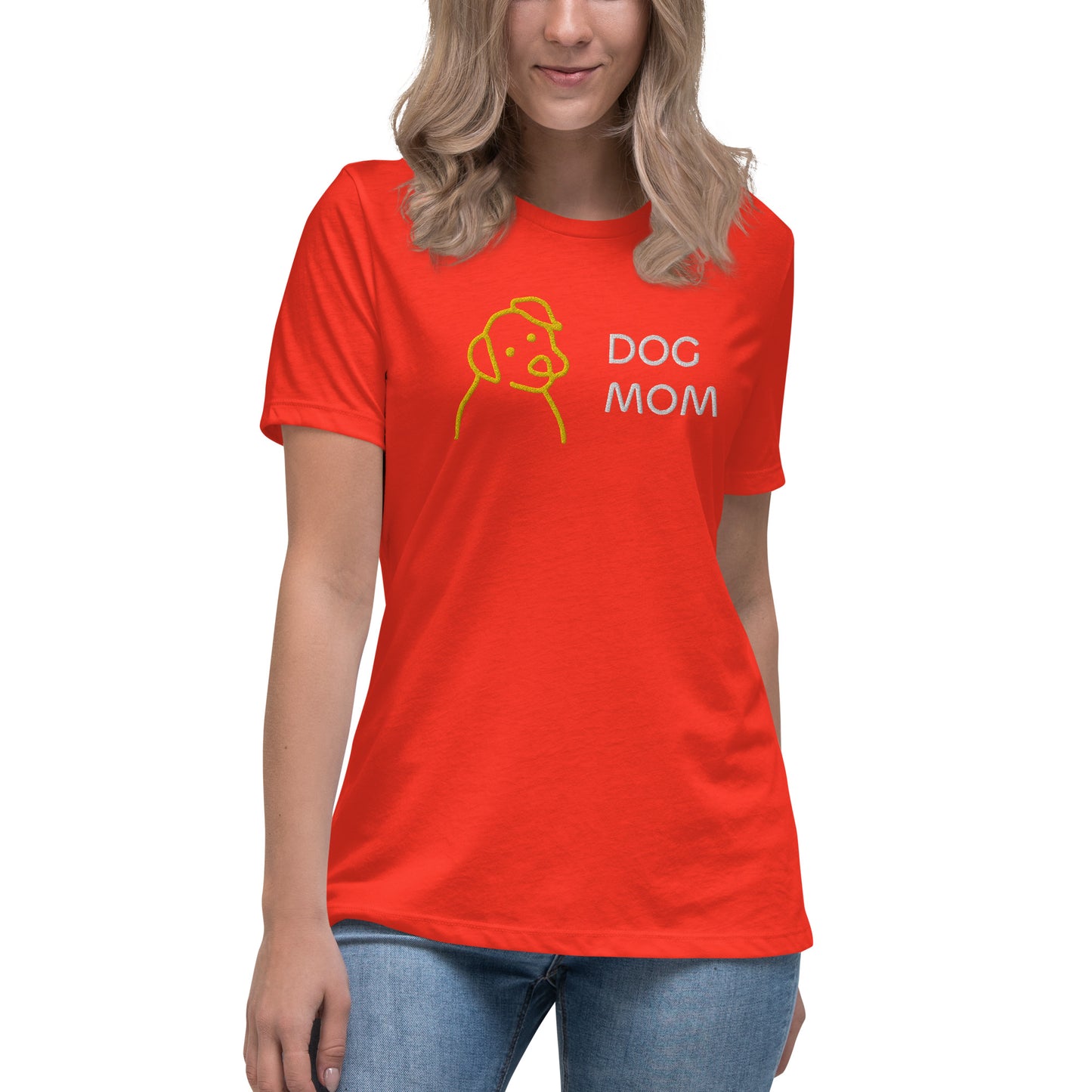 Embroidered Dog Mom Women's Relaxed T-Shirt