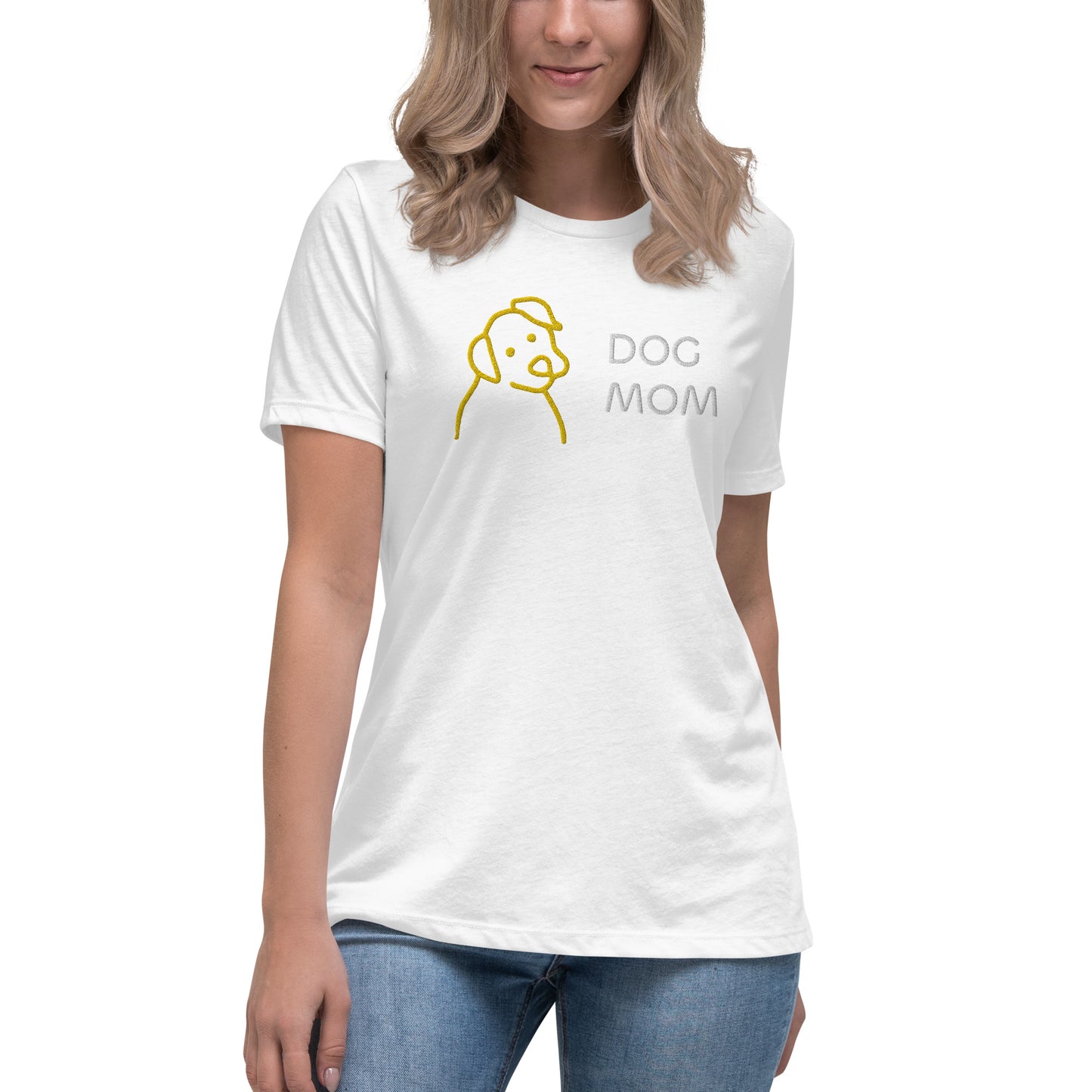 Embroidered Dog Mom Women's Relaxed T-Shirt