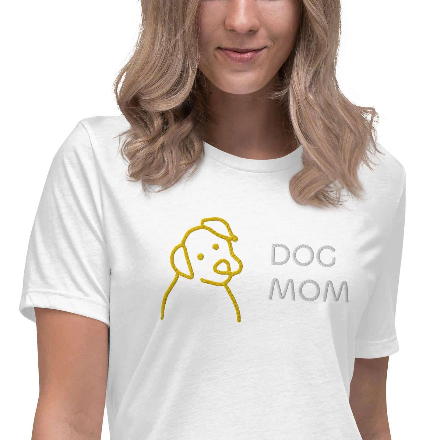 Embroidered Dog Mom Women's Relaxed T-Shirt